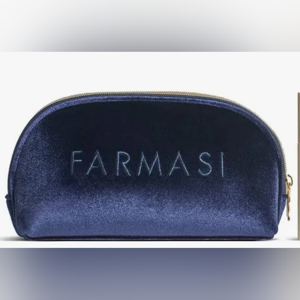 Farmasi Navy Blue Velvet Cosmetic Bag